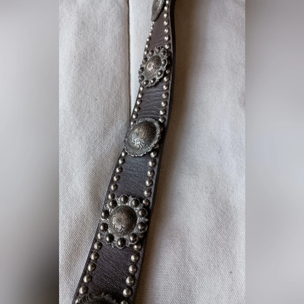 Vintage Western Studded Black Leather Belt